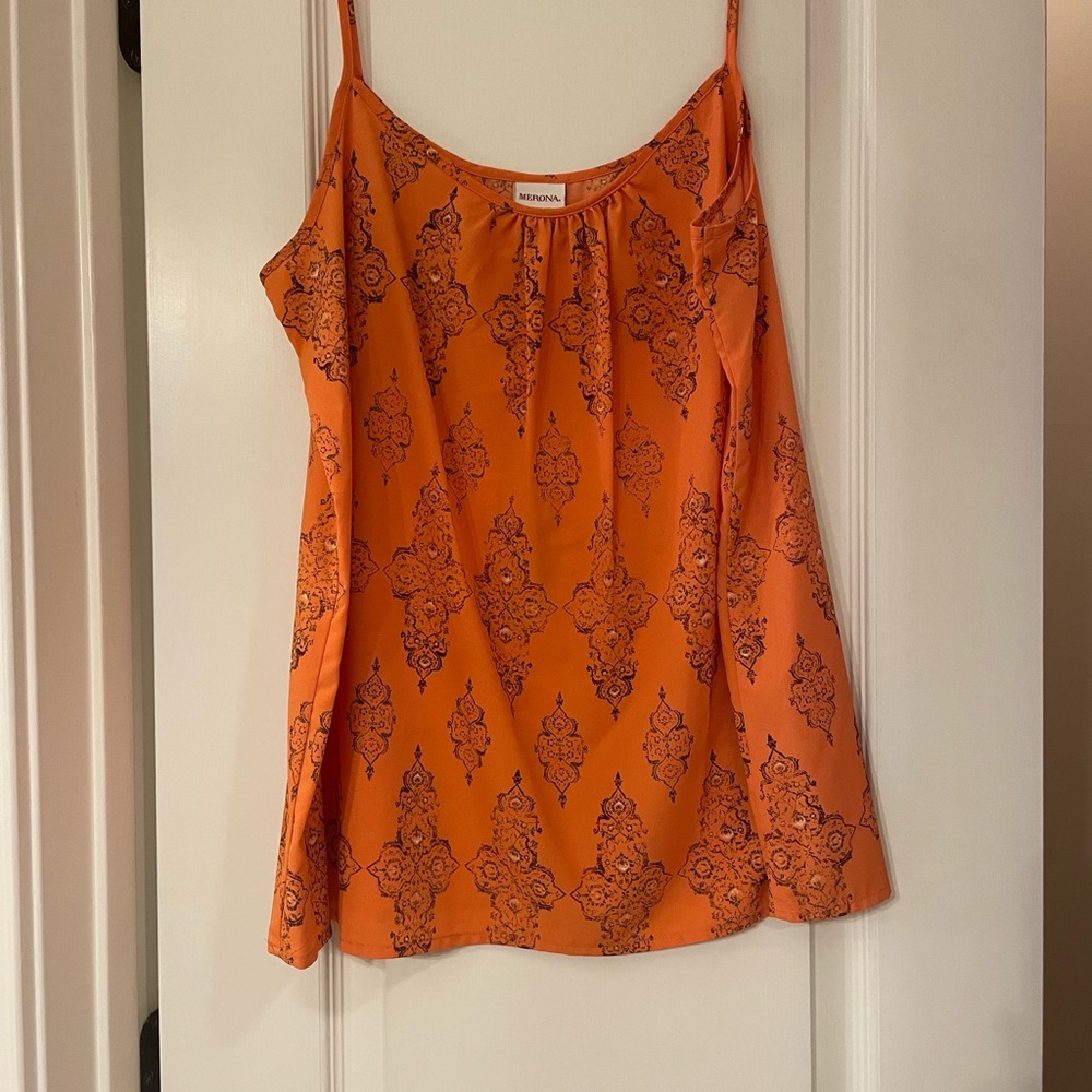 Merona Orange and Black Patterned Camisole